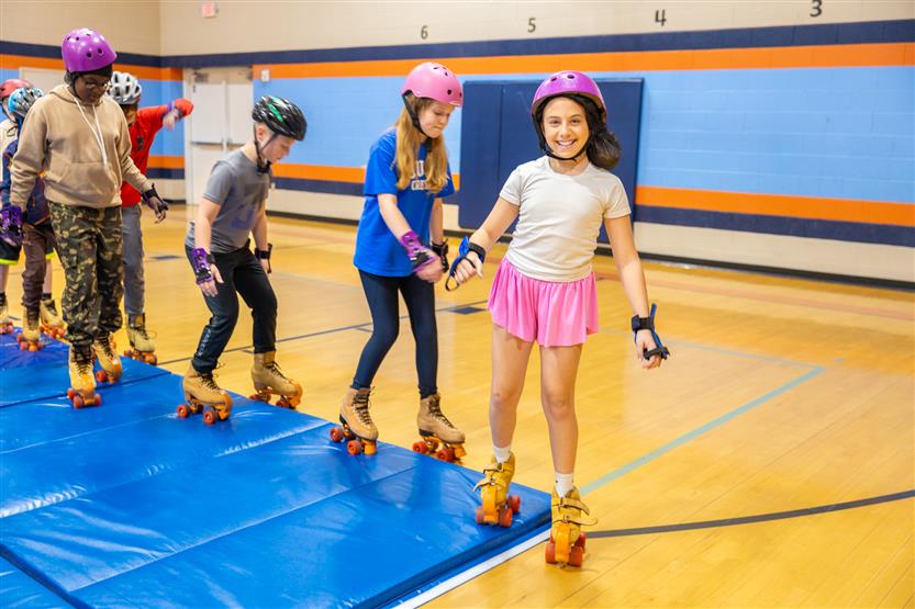 Students skate in PE